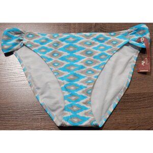 NWT - ARIZONA JEAN CO SIDE TAB BIKINI BOTTOM - XL - TURQUOISE/SILVER PRINT